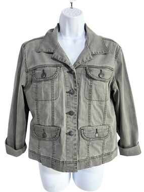 Chico's Washed Gray Denim Jacket Chico's Size 0/US Size Small